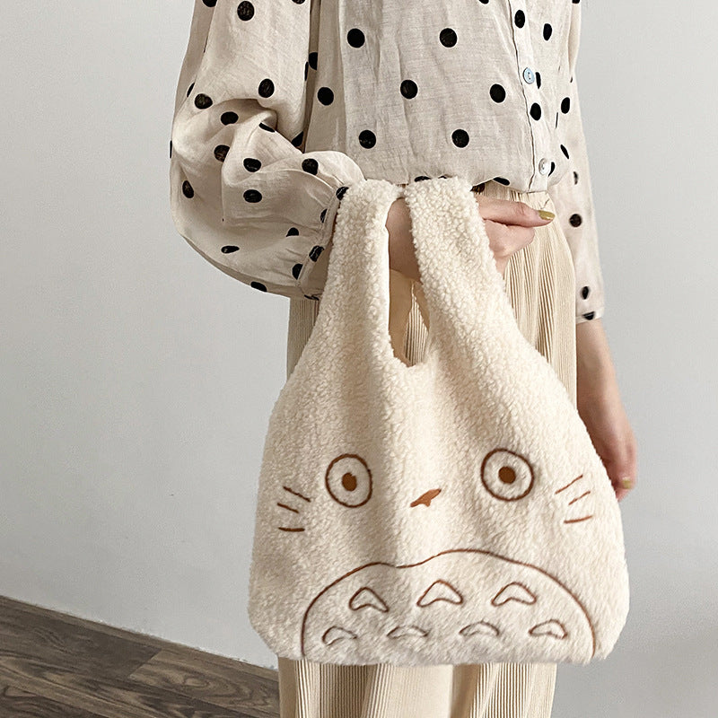 Cartoon Plush Backpack Cute Girl Lamb Wool Hand Bag