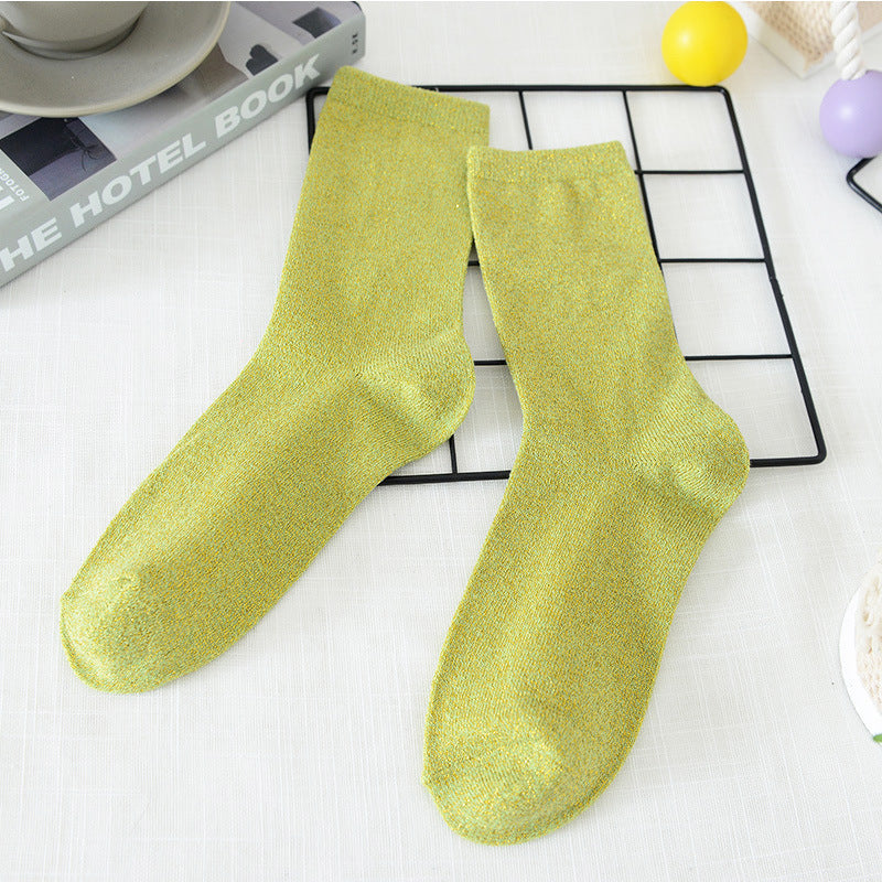 Women's Solid Color Thin Breathable Japanese Lurex Socks
