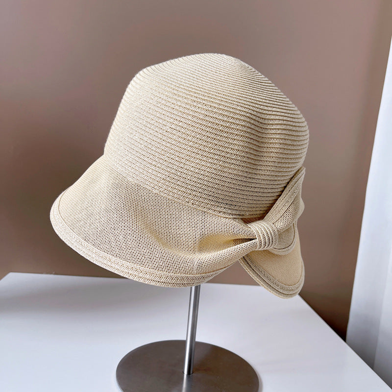 Paper Cloth Splicing Rear Opening Bow Fisherman Hat