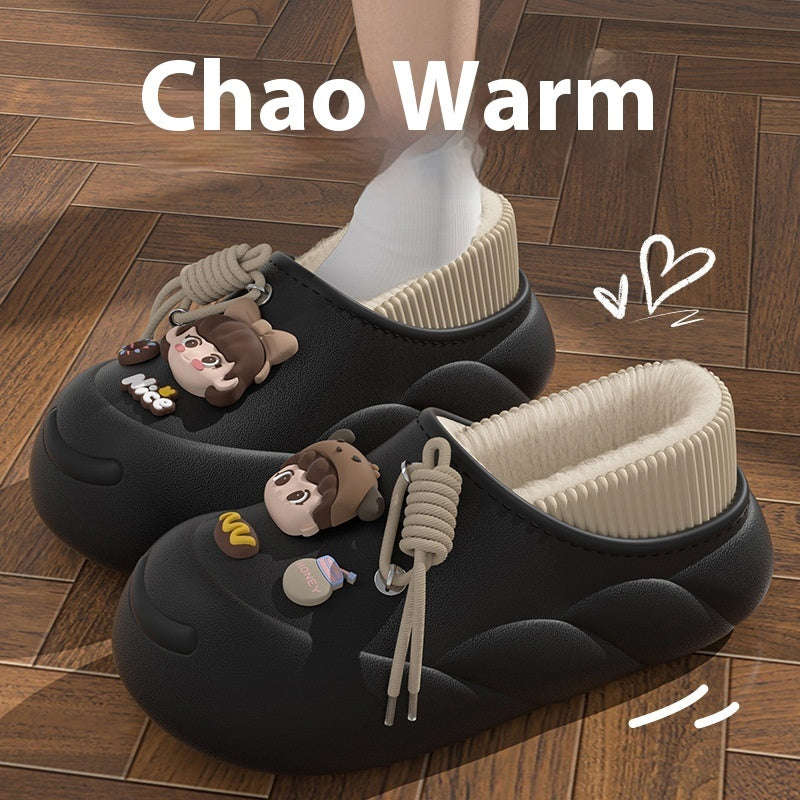 Poop Feeling Winter In Stock Soft Bottom Cartoon Waterproof Toe Cap Cotton Slippers