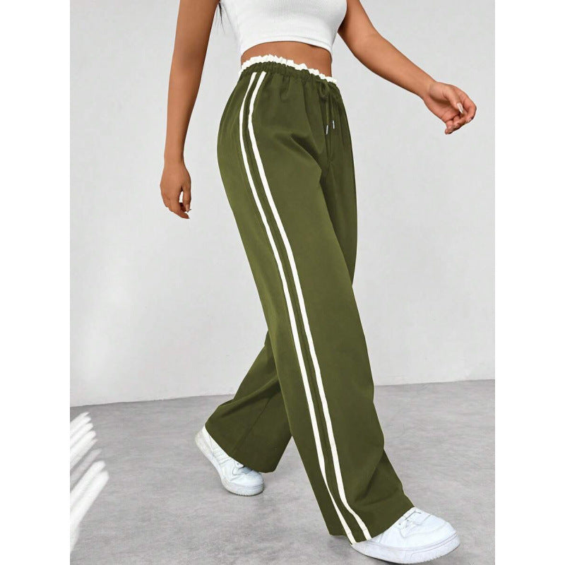 European And American Black Sports Straight Pants Leisure Commute