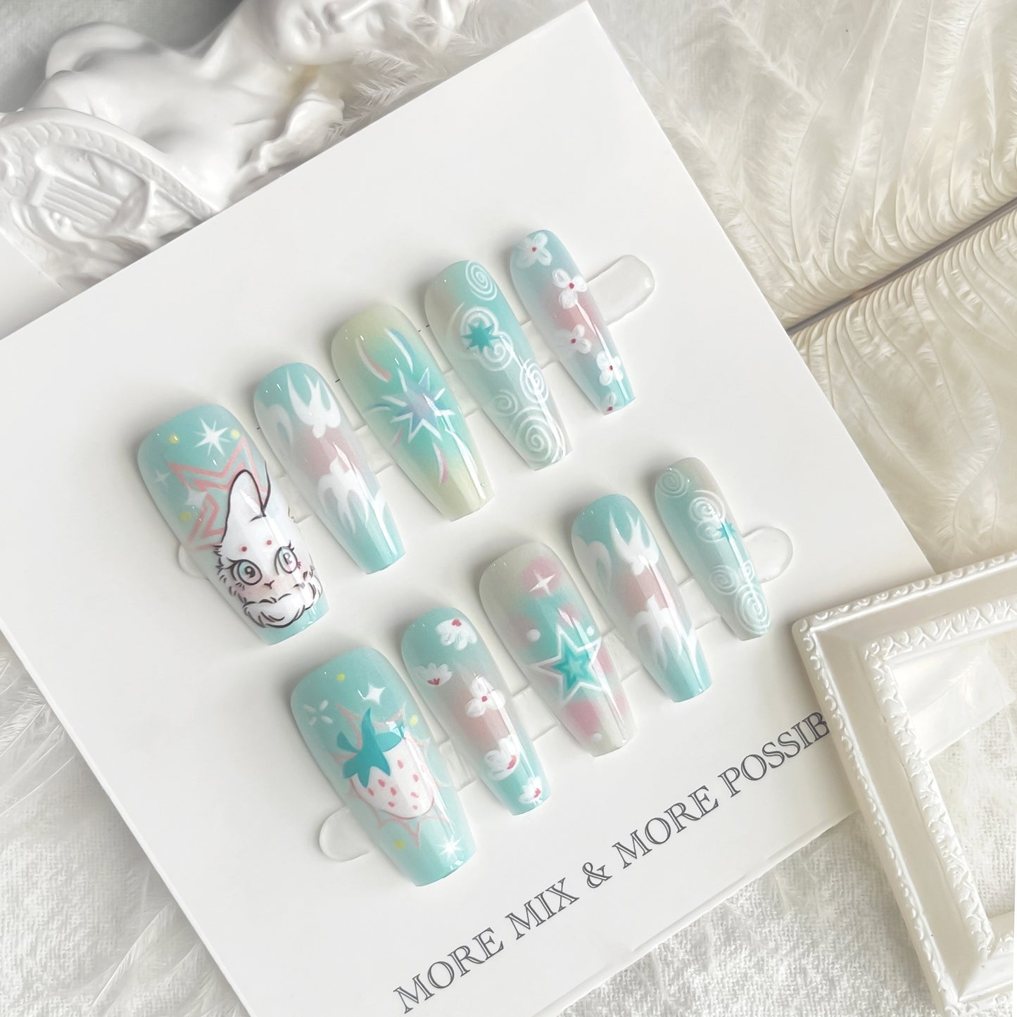 Cartoon Cute Rabbit Middle Ladder Fake Nails Nail Polish