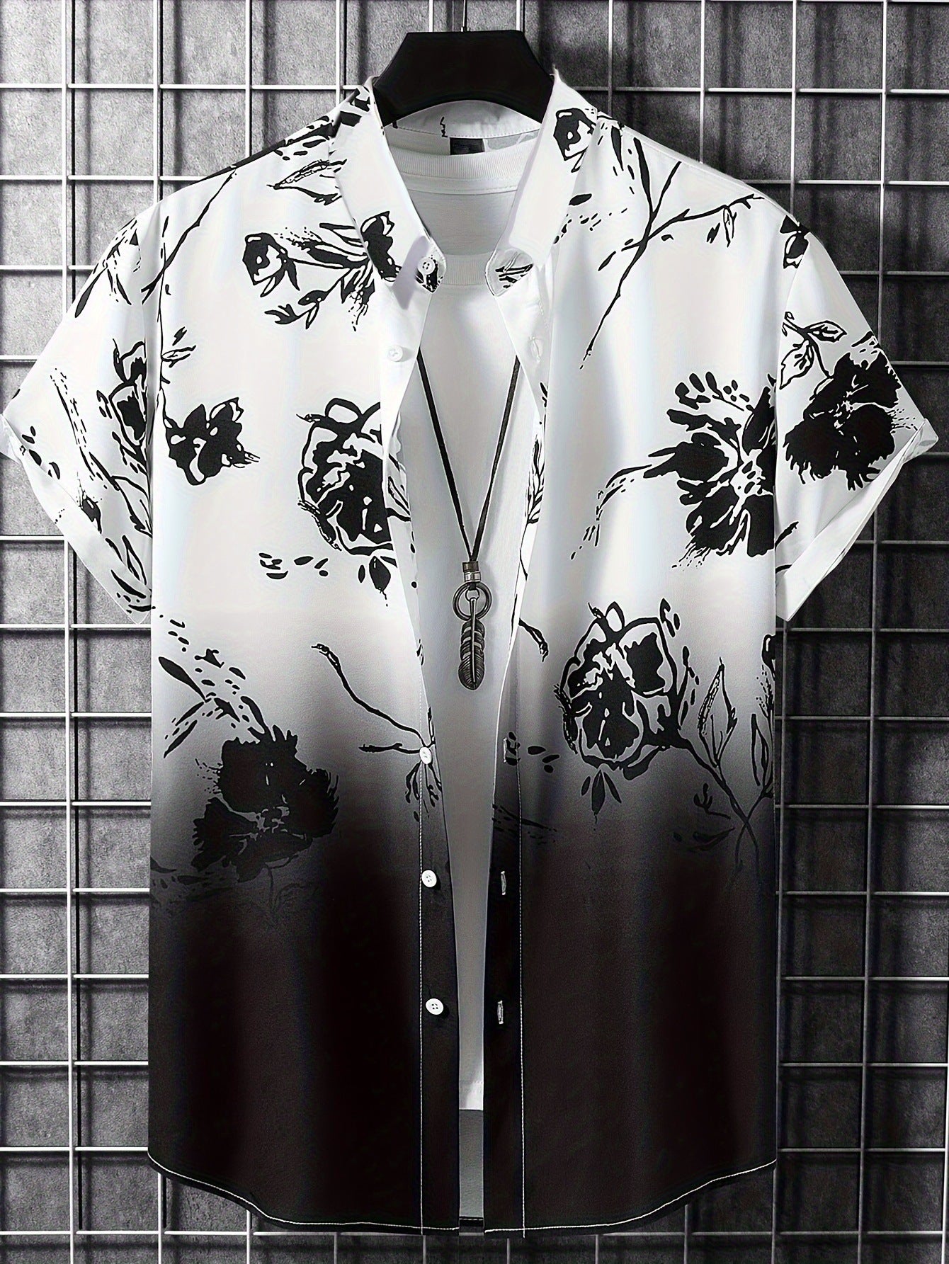 Printing Fashion New Flower Men's Short Sleeve Shirt