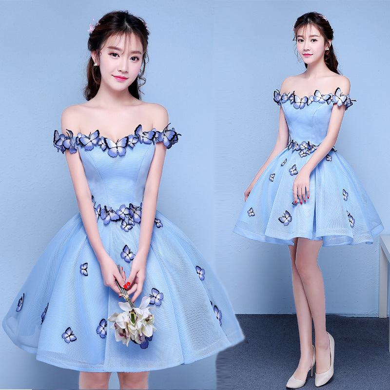 Women's Butterfly Solid Color Colored Mesh Dress