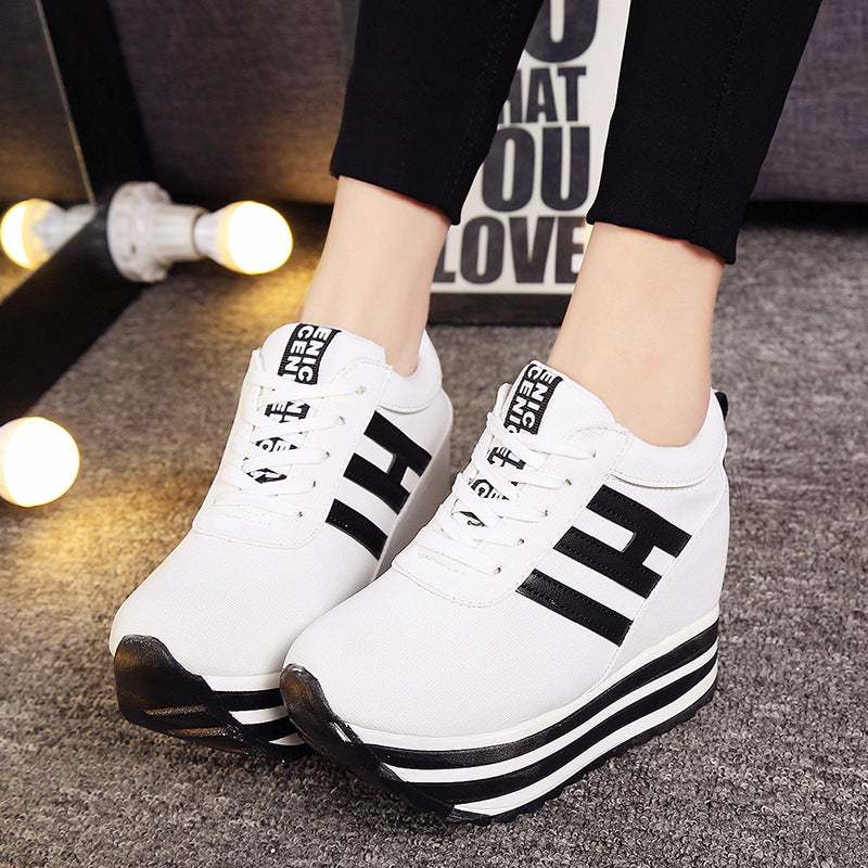 Women's Casual Shoes With Increased Height In Frosted Suede