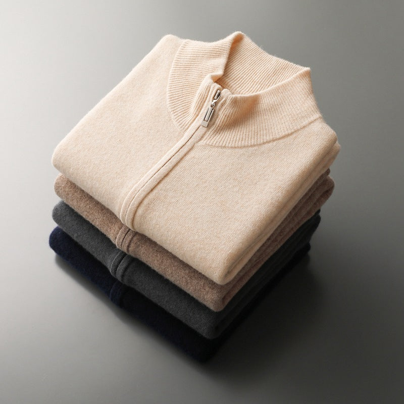Men's Zipper Width Mock Neck Sweater Cardigan Vest