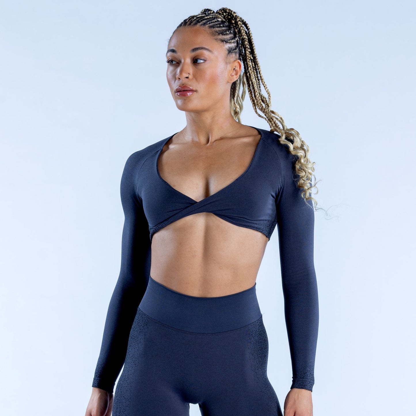 Short Top Sports Fitness T-shirt Half Sleeve Conspicuous Long Sleeve Yoga Wear