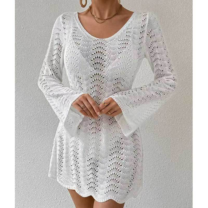 Womens Stylish SexyOpenwork Knit Long-sleeve Top