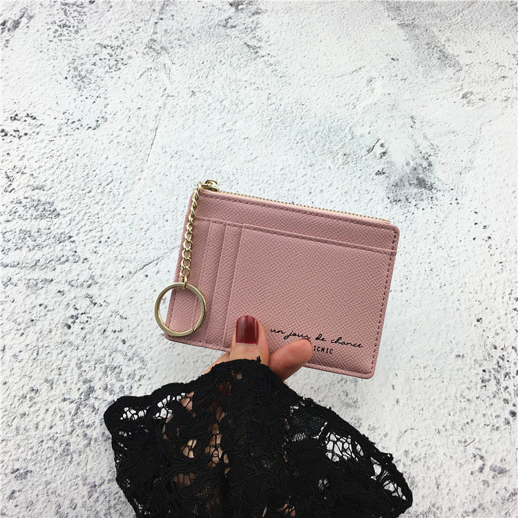 Small And Ultra-thin Document Bag Retro Zipper Simple Card Holder
