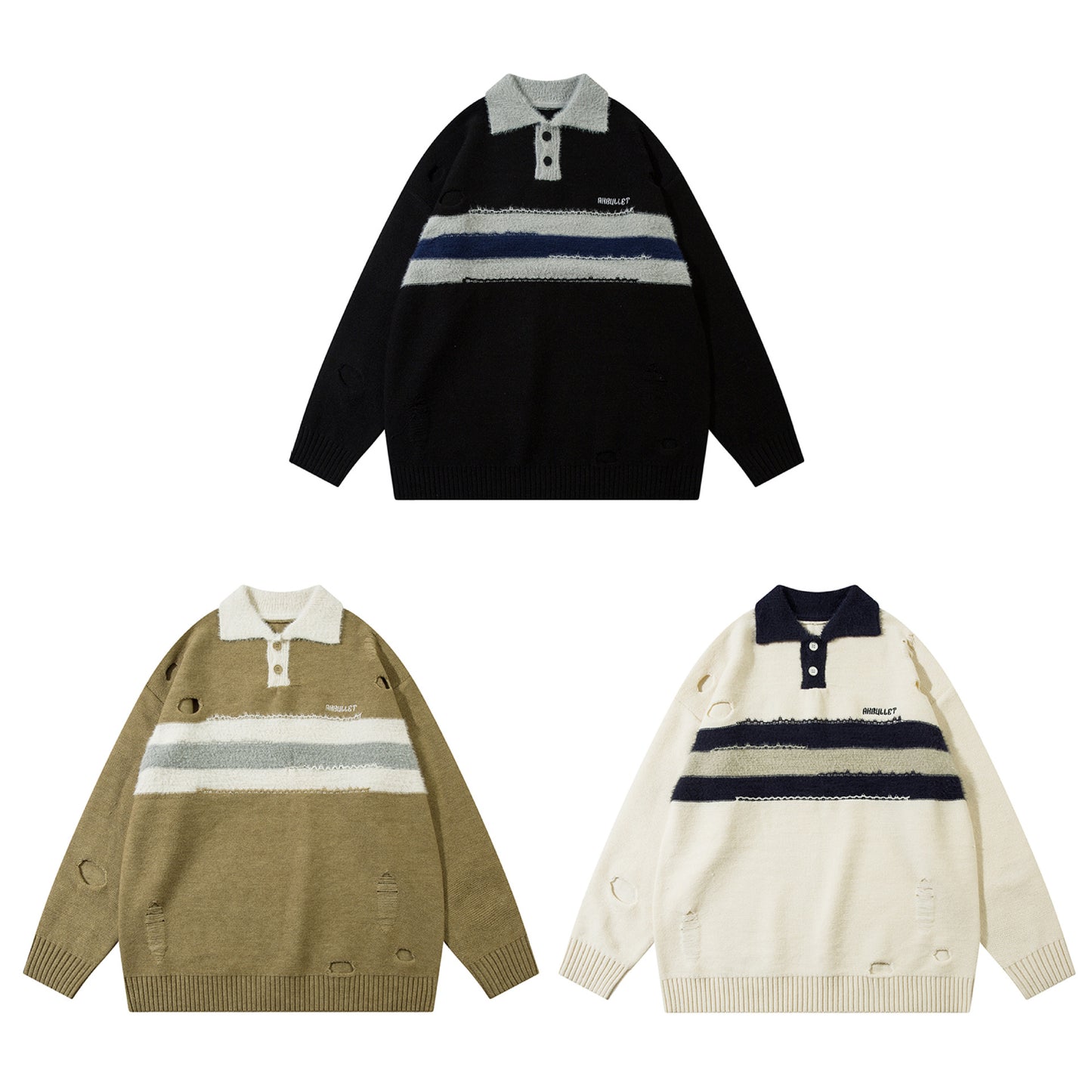 Long Sleeve Fashion Brand Sweater American Retro Lapels