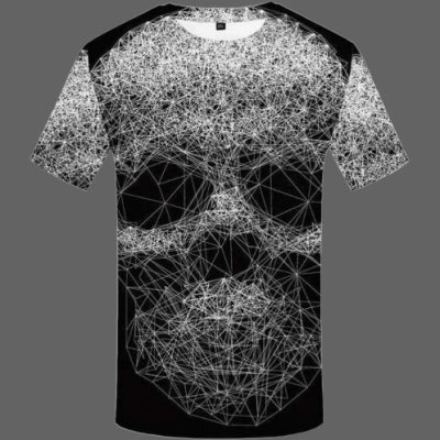 Womens Psychedelic Silver T-Shirt Casual Short-Sleeve Top