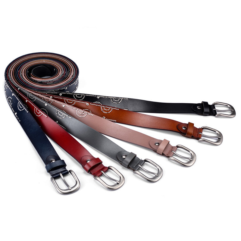 Girly Pants Belt With Rhinestone Inlaid Alloy Pin Buckle