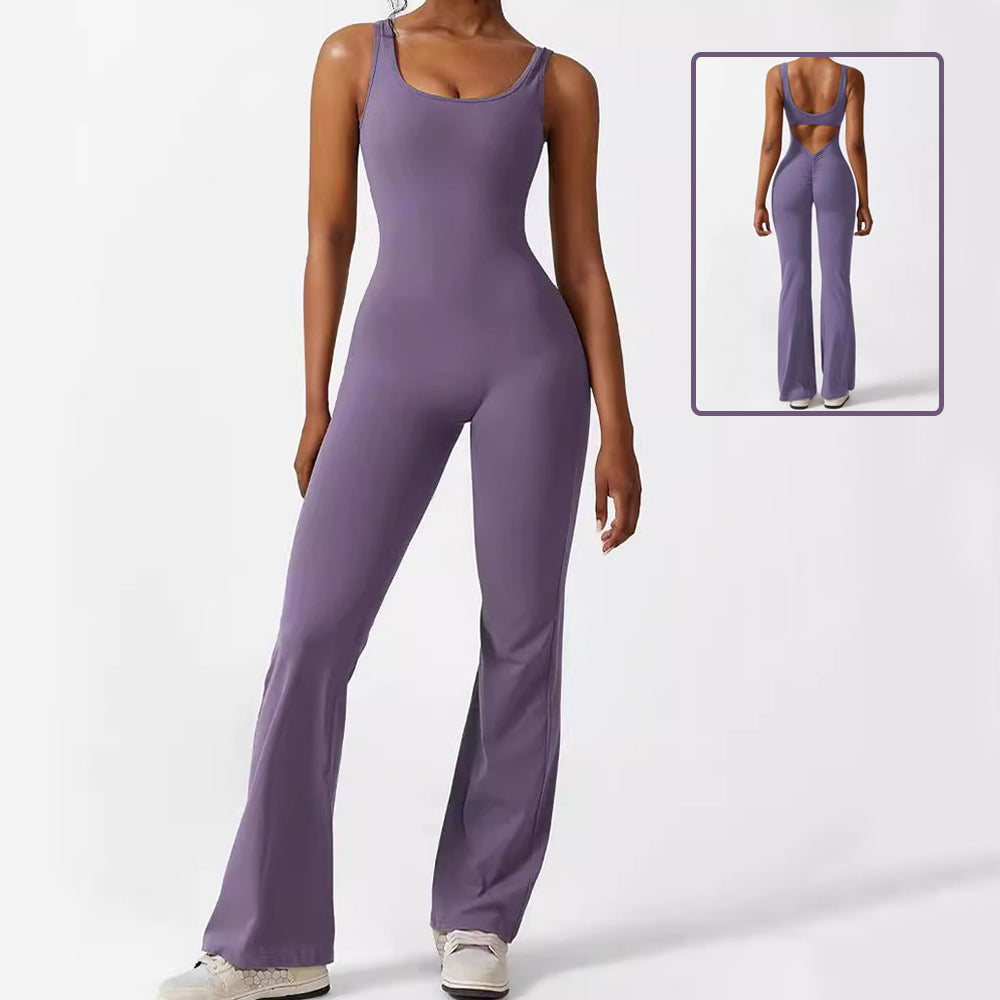 Kvinder Ærmeløs Flare Jumpsuit Fitness Yoga Lange Bukser