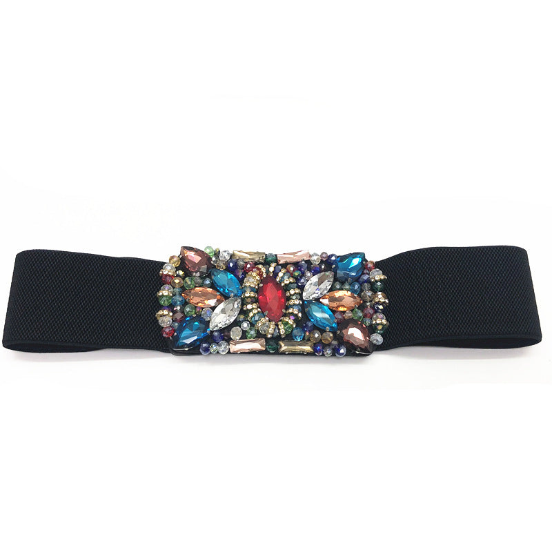 Women's Color Inlaid Diamond Ring Crystal Rhinestone Belt