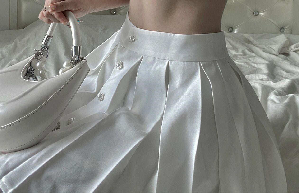 Female Sweet Niche Retro White Lace Top And Skirt