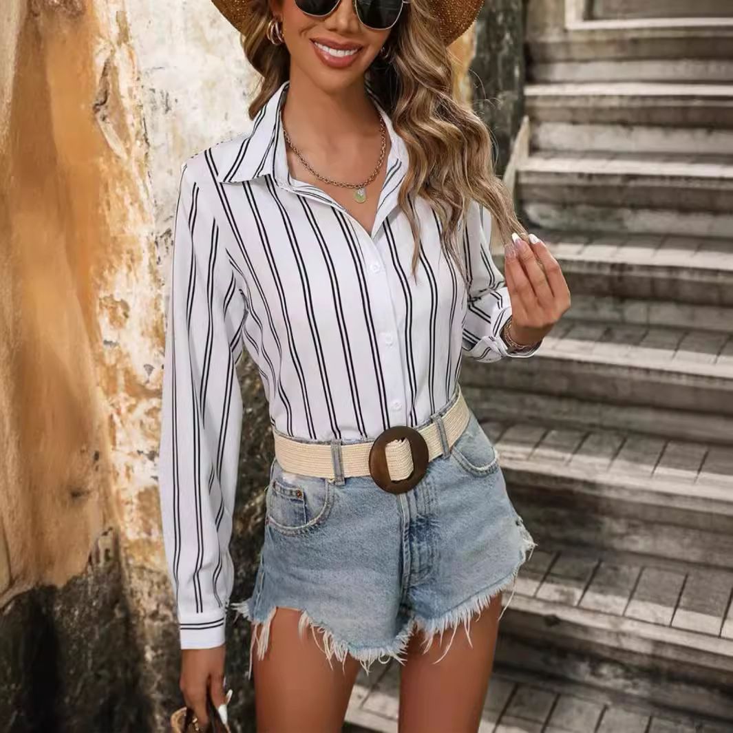 Commute Style Fashion Striped Loose Long Sleeve Shirt