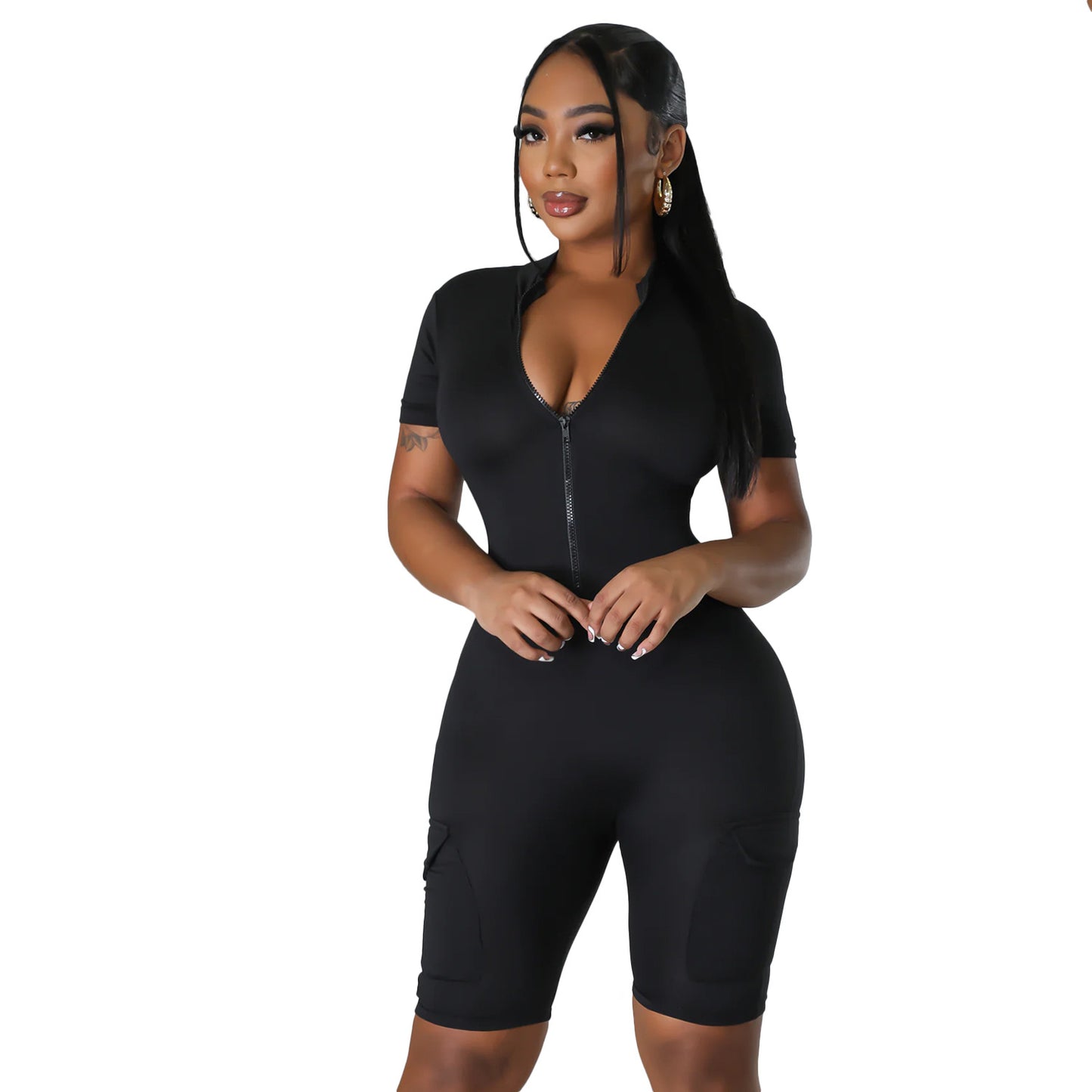 Women's Tight Short-sleeved Jumpsuit