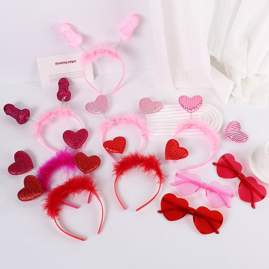 Red Heart Headband Accessories Three-dimensional