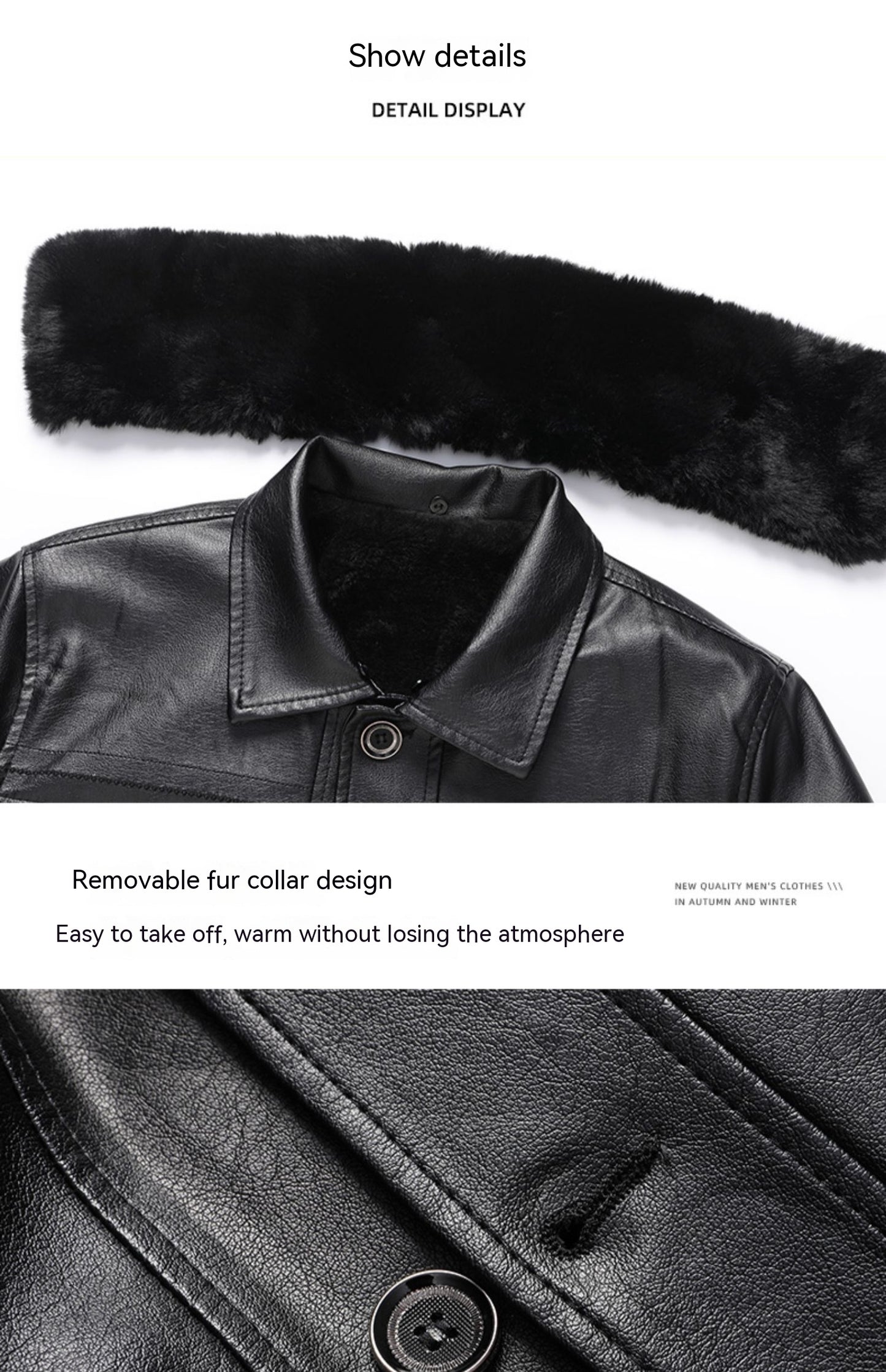 Middle-aged And Elderly Men's Leather Jacket Velvet Padded Thickened Coat Winter Leather Jacket