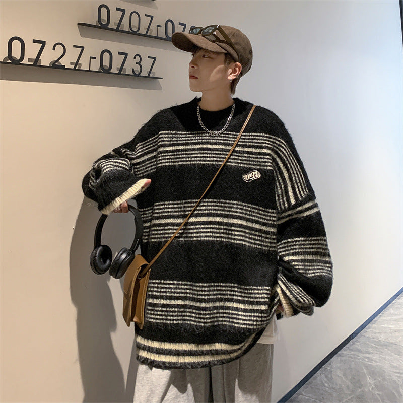 Men's Stylish Retro Minimalism Striped Sweater