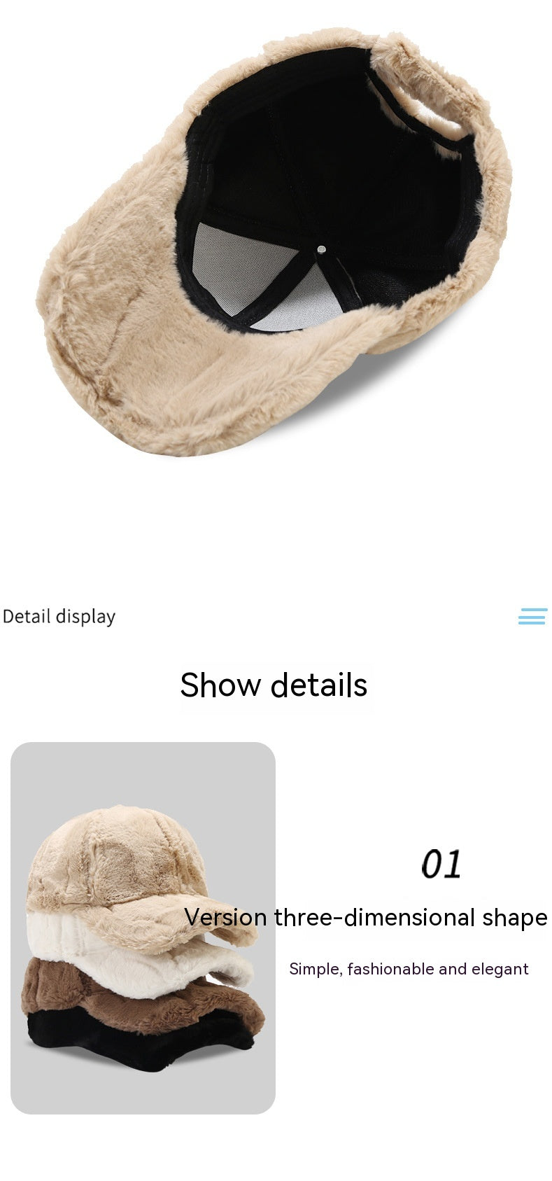 Outdoor Thickened Fleece Baseball Cap Casual Pure Color Warm Keeping Rabbit Fur Peaked Cap Winter Men