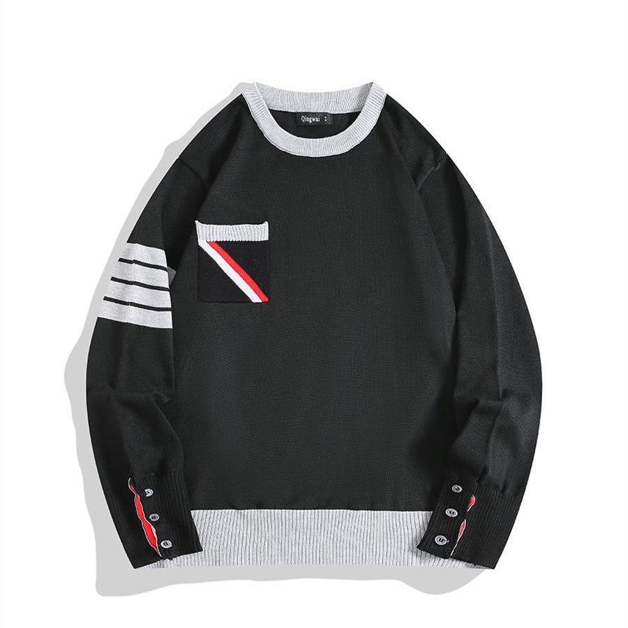 Men's Fashion Casual Multicolor Round Neck Striped Sweater