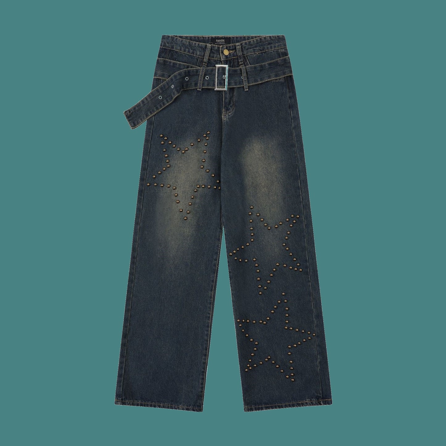 Hot Girl Washed And Worn Straight-leg Denim Trousers