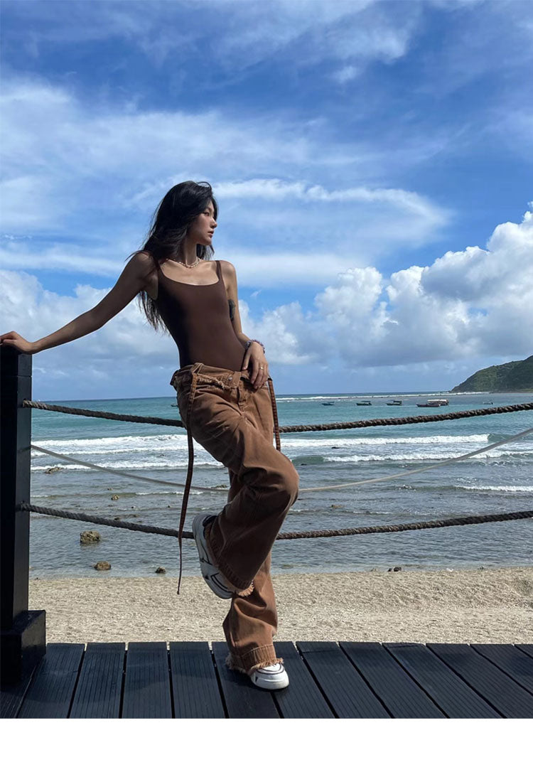 Pure Color Tight Corset Jumpsuit Vest Women's Slim Fit Slimming Inner Bottoming Top Sling