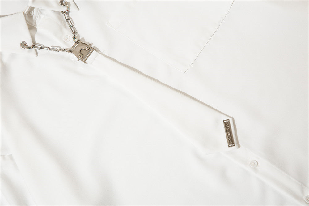 Tie Decorative Long-sleeved Shirt For Boys Autumn Loose Preppy Style