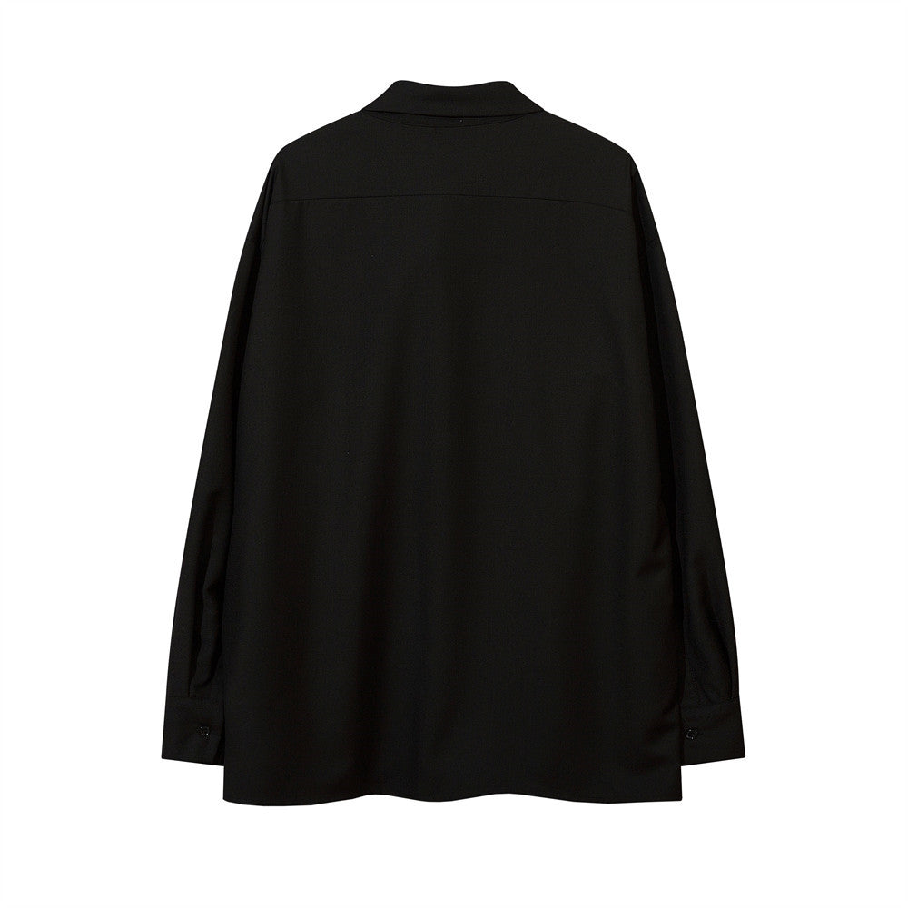 Tie Decorative Long-sleeved Shirt For Boys Autumn Loose Preppy Style