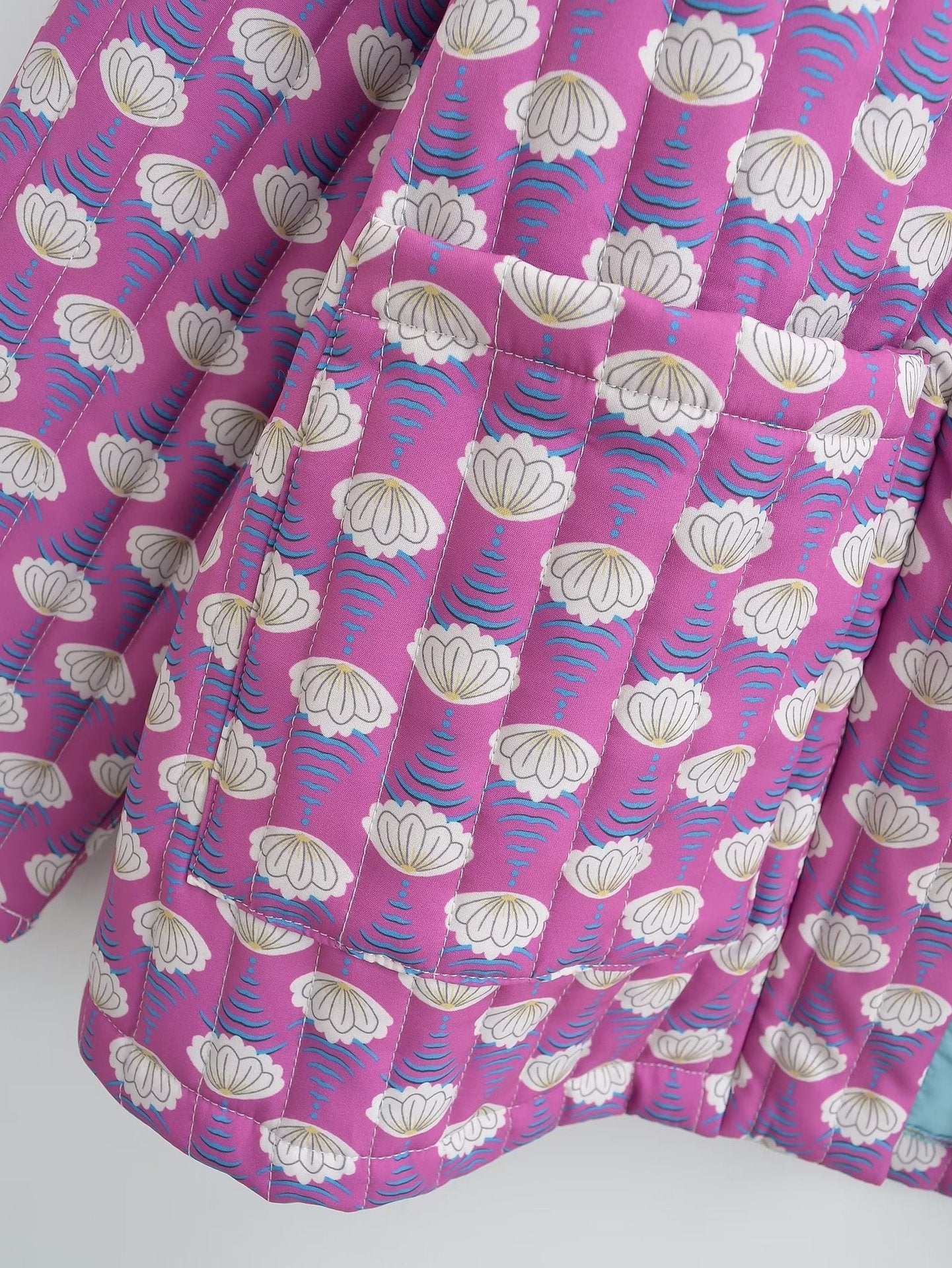 National Fashion Quilted Cotton Pattern Print Bomuldsforet Jakke