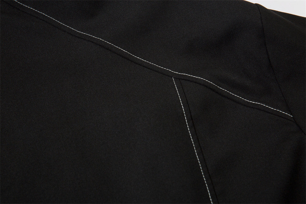 Loose Topstitching Lapel Shirt Coat