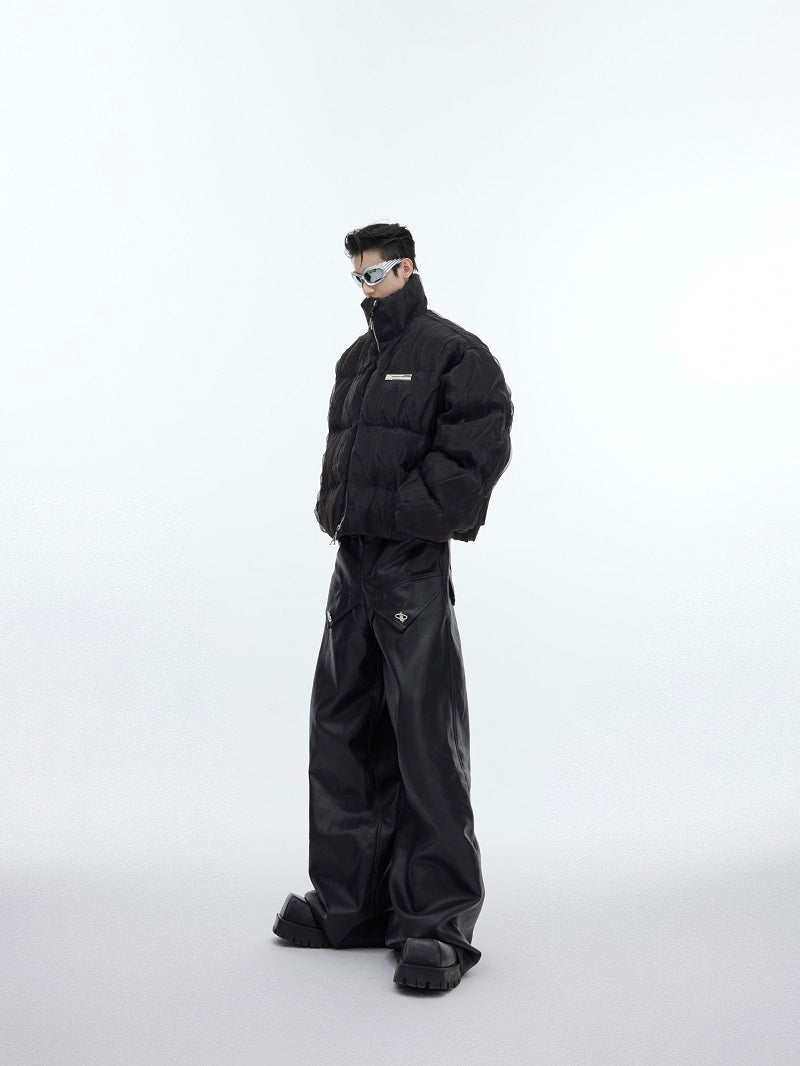 Niche Pleated Texture Thicken Cotton Clothes Coat Men
