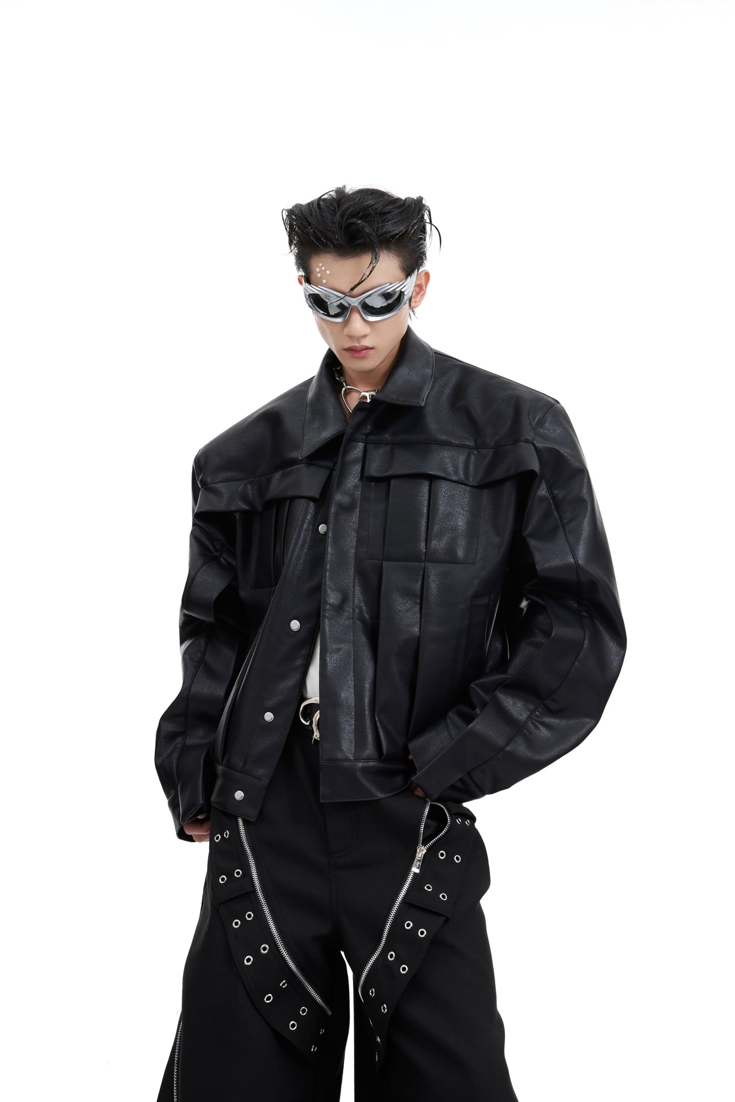 New Three-dimensional Deconstruction Padded Shoulder Jacket Coat
