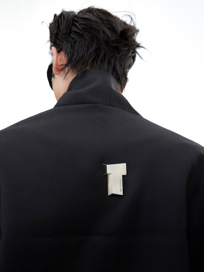 Niche Curved Machete Sleeve Black Jacket Coat