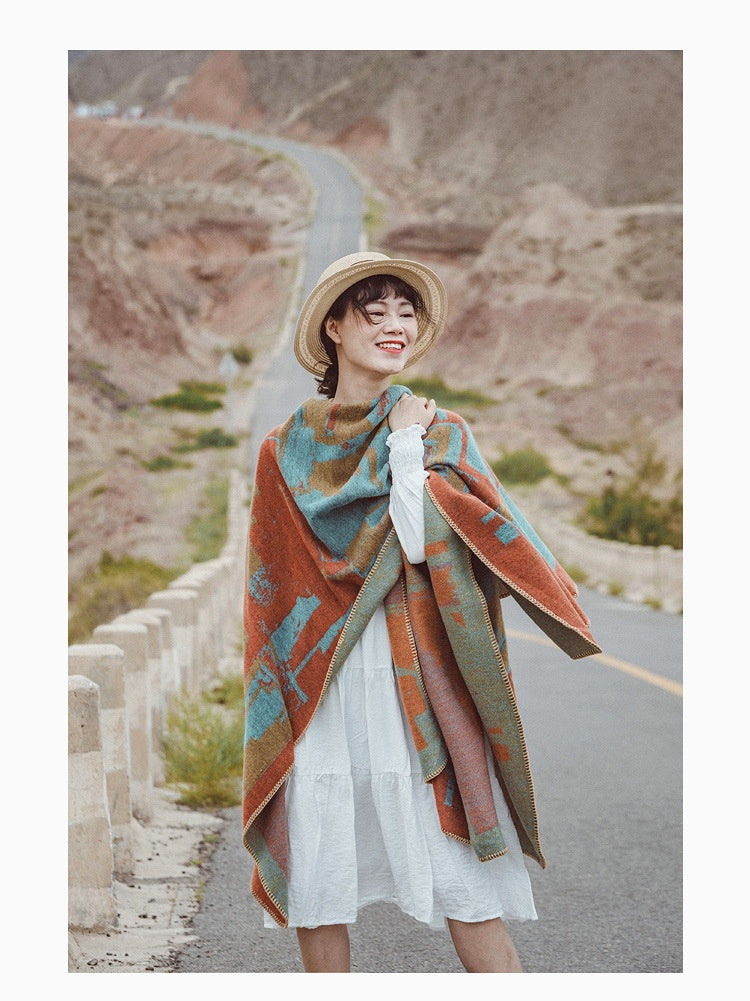 All-match Vintage Shawl Cloak Desert Cloak Photo Thickened Autumn And Winter Scarf