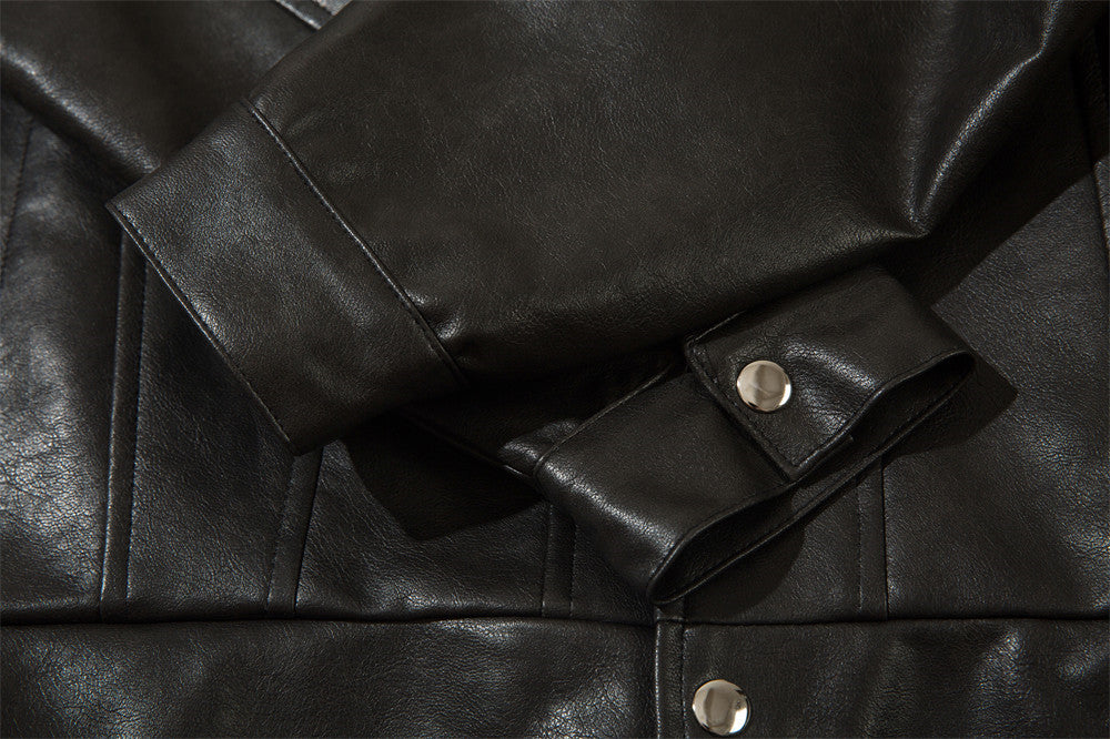 Lapel PU Leather Coat Men's Spring And Autumn