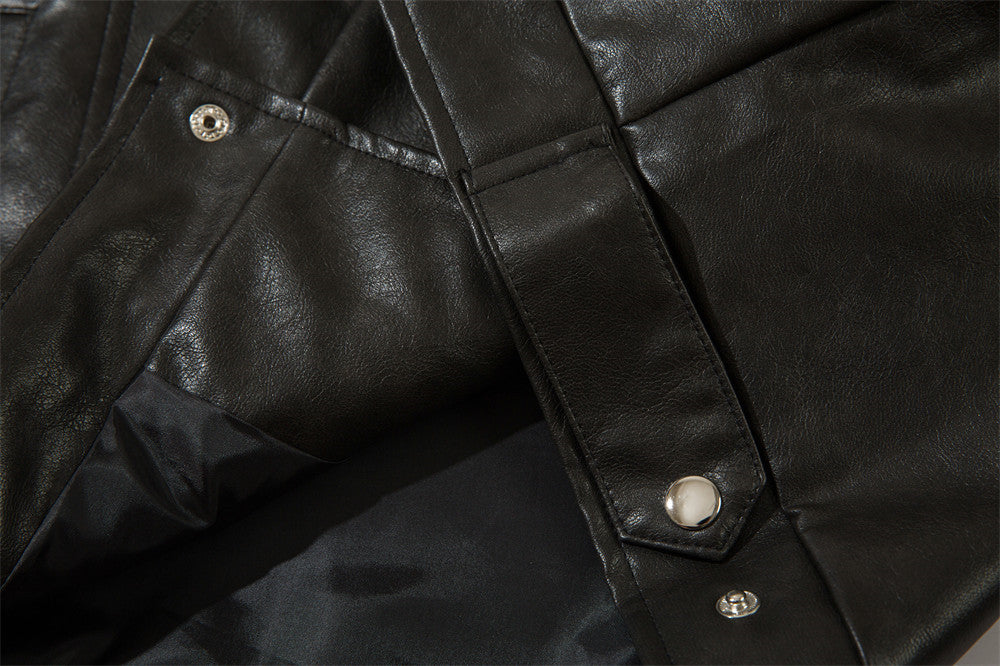 Lapel PU Leather Coat Men's Spring And Autumn
