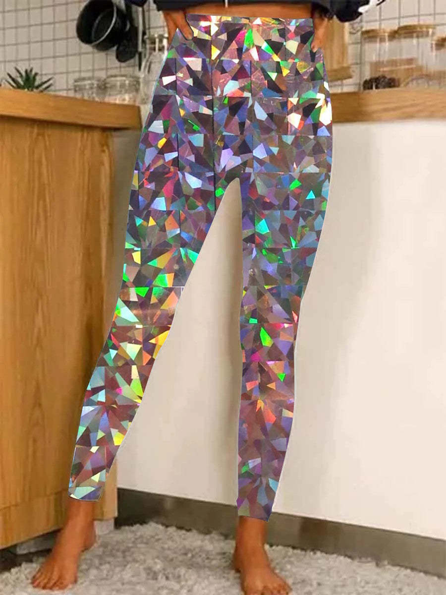 Women's Casual Tight High Waist Stretch 3D Digital Printing Leggings