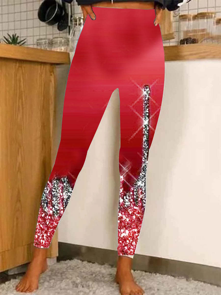Women's Casual Tight High Waist Stretch 3D Digital Printing Leggings