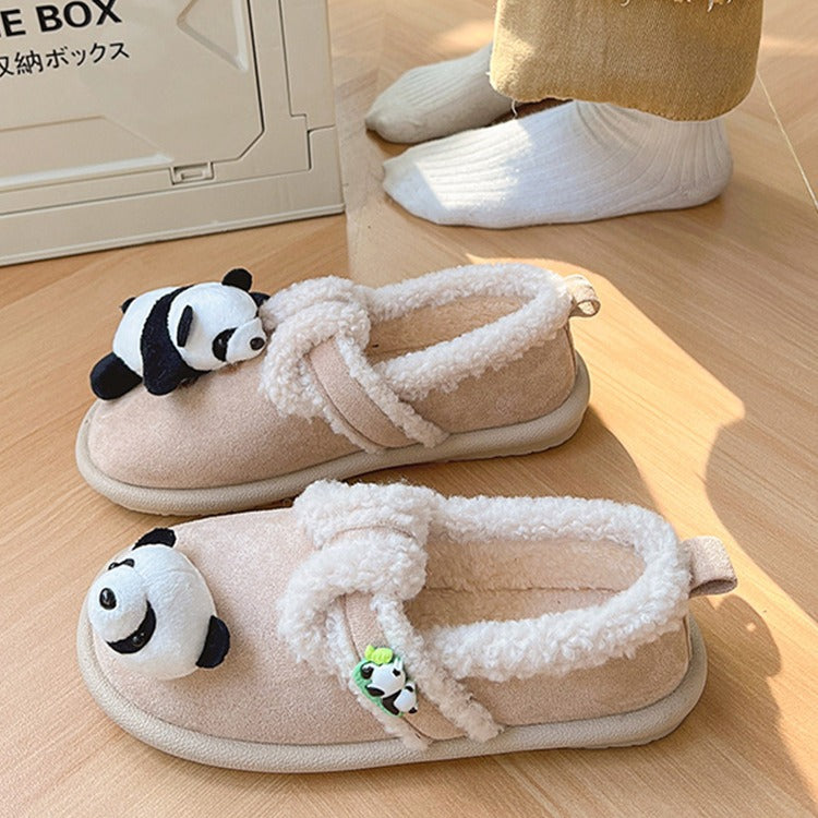 Cute Lamb Fleece-lined Thickened Cartoon Panda Cotton Shoes
