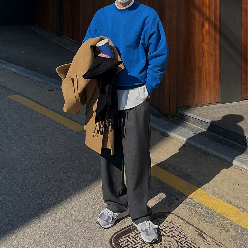 Men's Loose Casual Hooded Solid Color Pullover