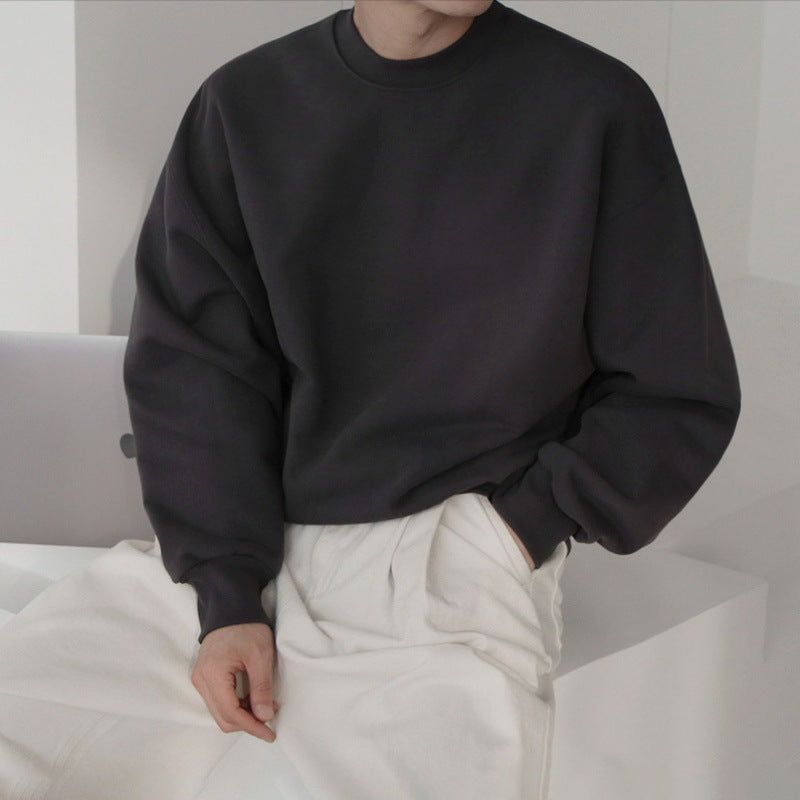 Men's Loose Casual Hooded Solid Color Pullover