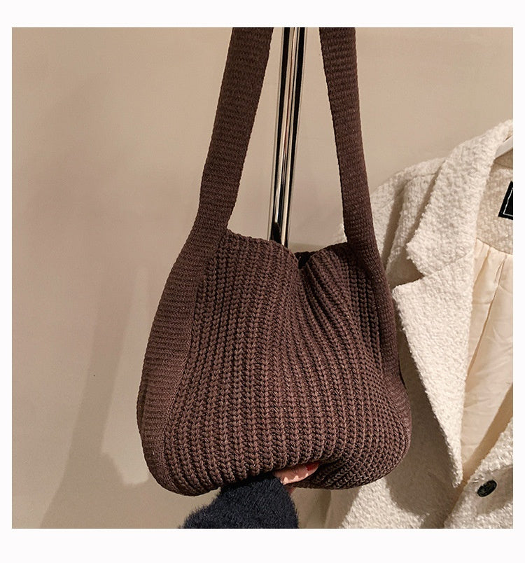 Retro Underarm Single Shoulder Woven Student Handbag