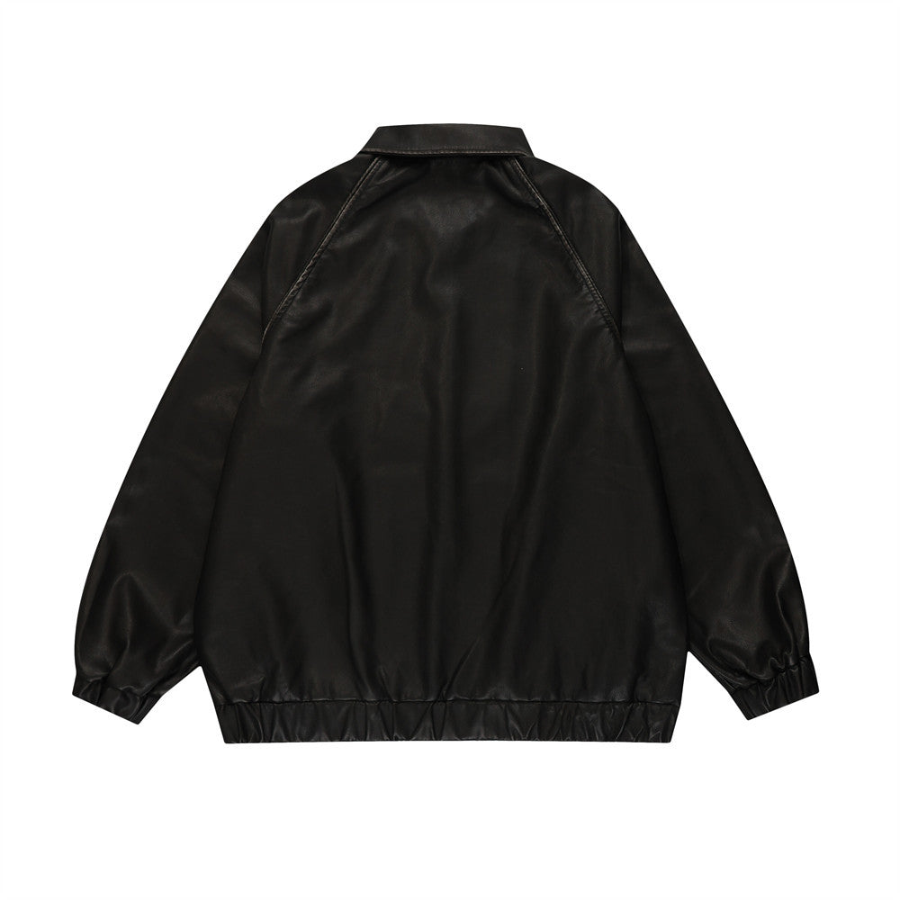 Leather Coat Men's Loose Lapels Vintage