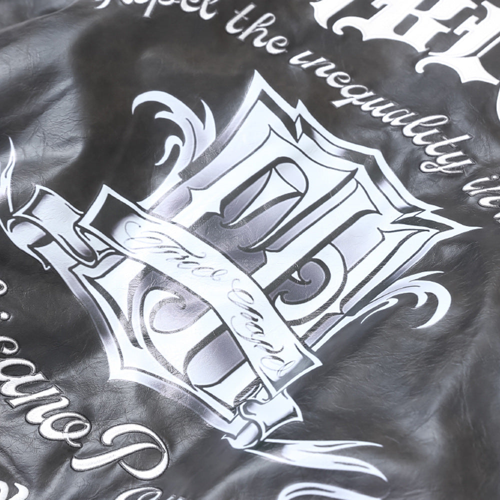 Flower Letter Printing Motorcycle Jacket Men
