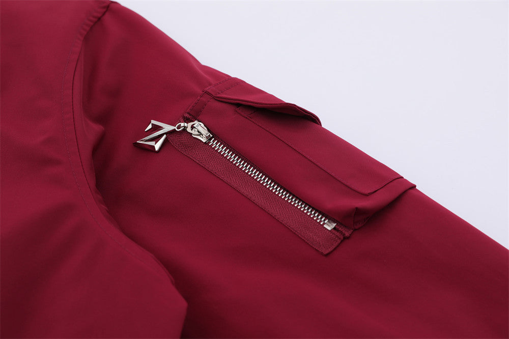Star Letters Embroidered Stand Collar Zip Jacket For Men