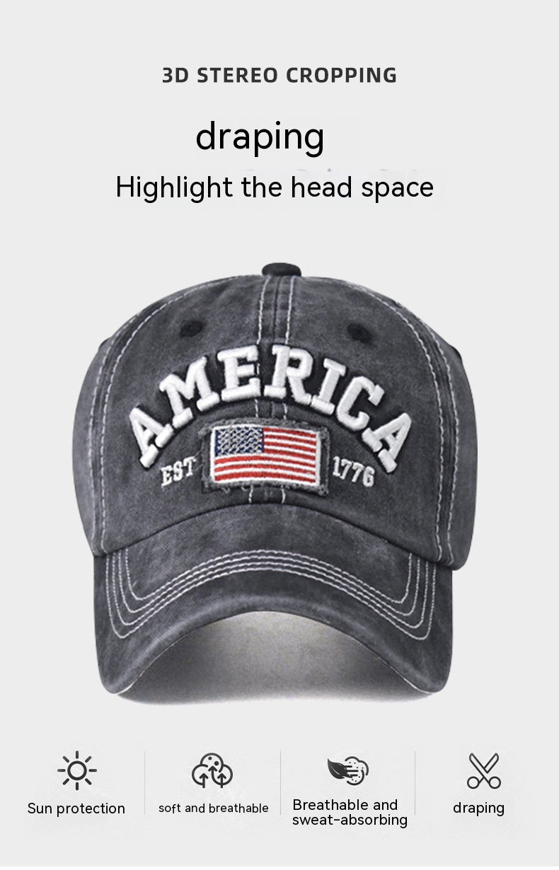 Women's Cotton Water Washed Hole Embroidered Hat