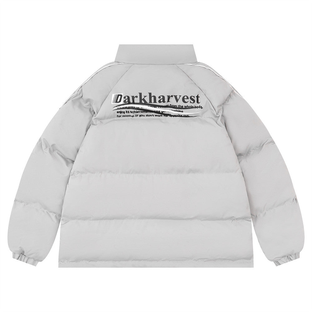 Letter Printing Stand-up Collar Cotton-padded Coat Thickened
