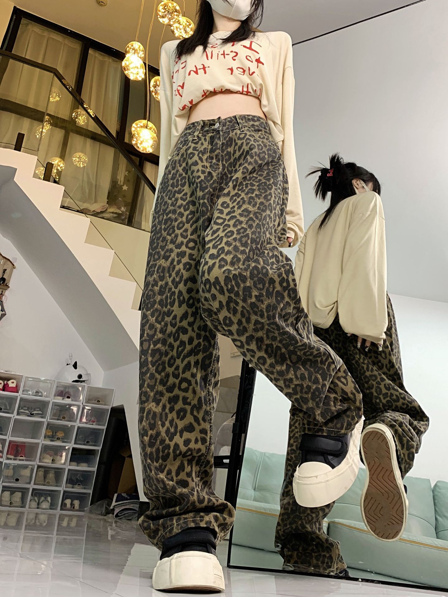 Women's Autumn And Winter American Retro Design Niche Loose Straight Casual Wide-leg Trousers